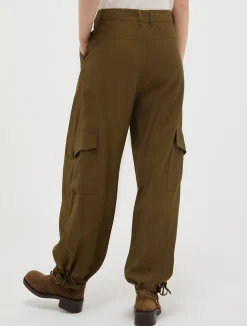 Wide-leg twill cargo trousers