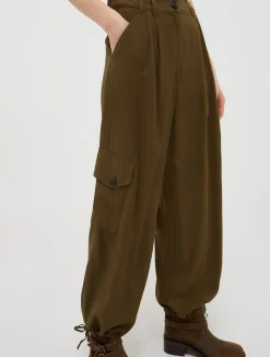 Wide-leg twill cargo trousers