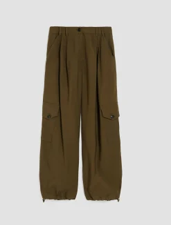 Wide-leg twill cargo trousers