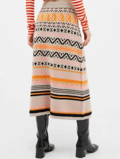 Wool-blend jacquard midi skirt