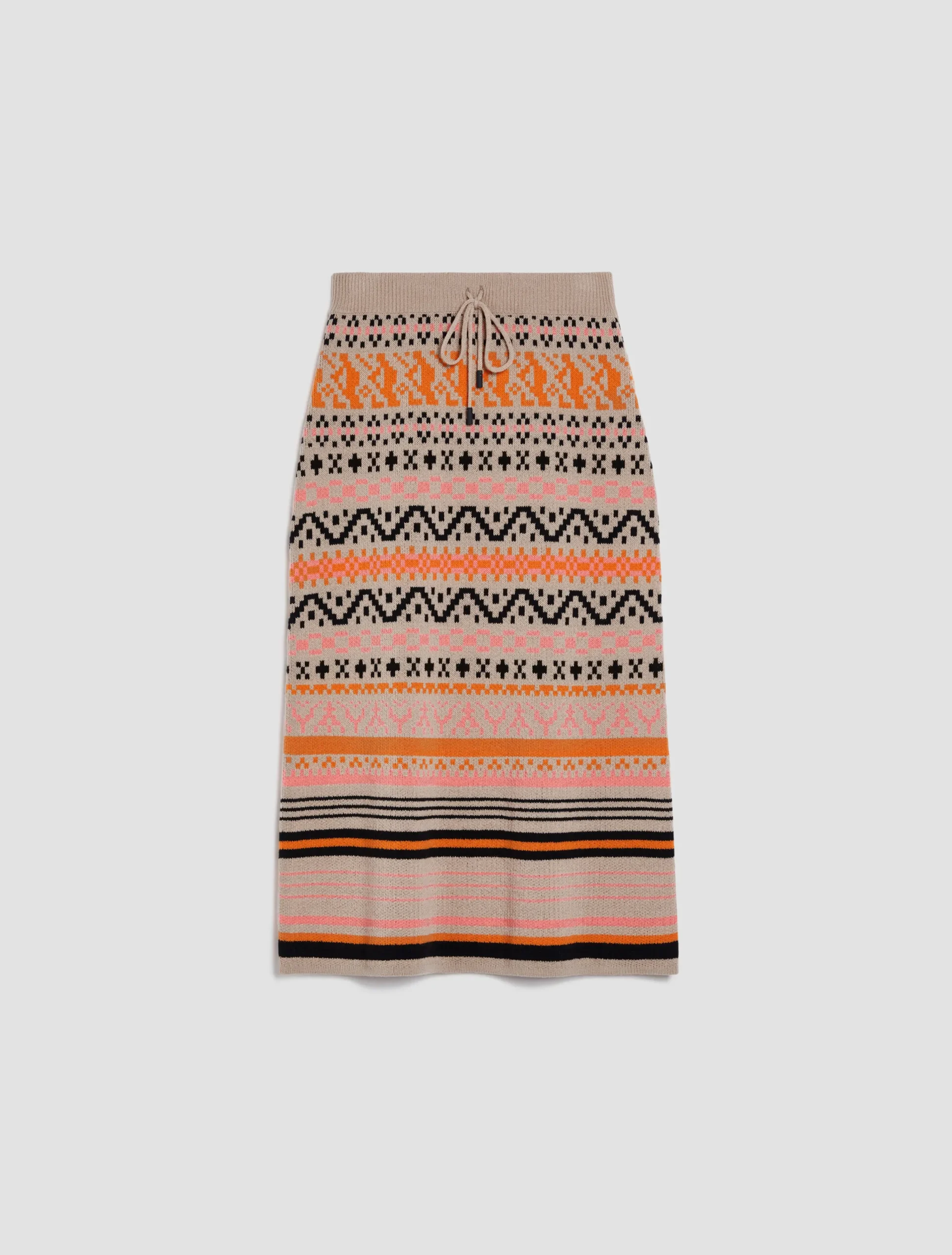 Wool-blend jacquard midi skirt