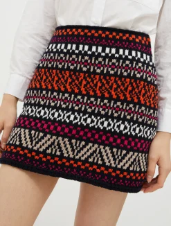Wool-blend jacquard mini skirt