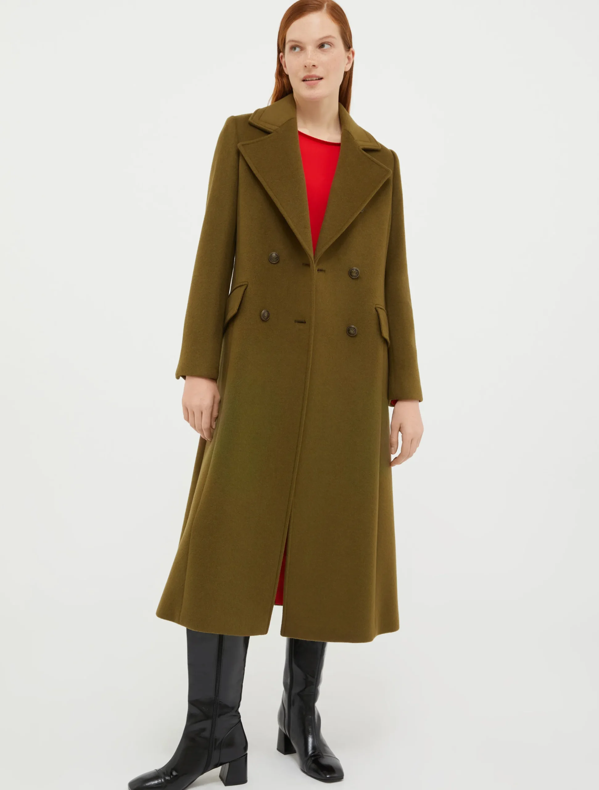 Wool-blend midi coat