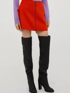 Wool-broadcloth mini skirt