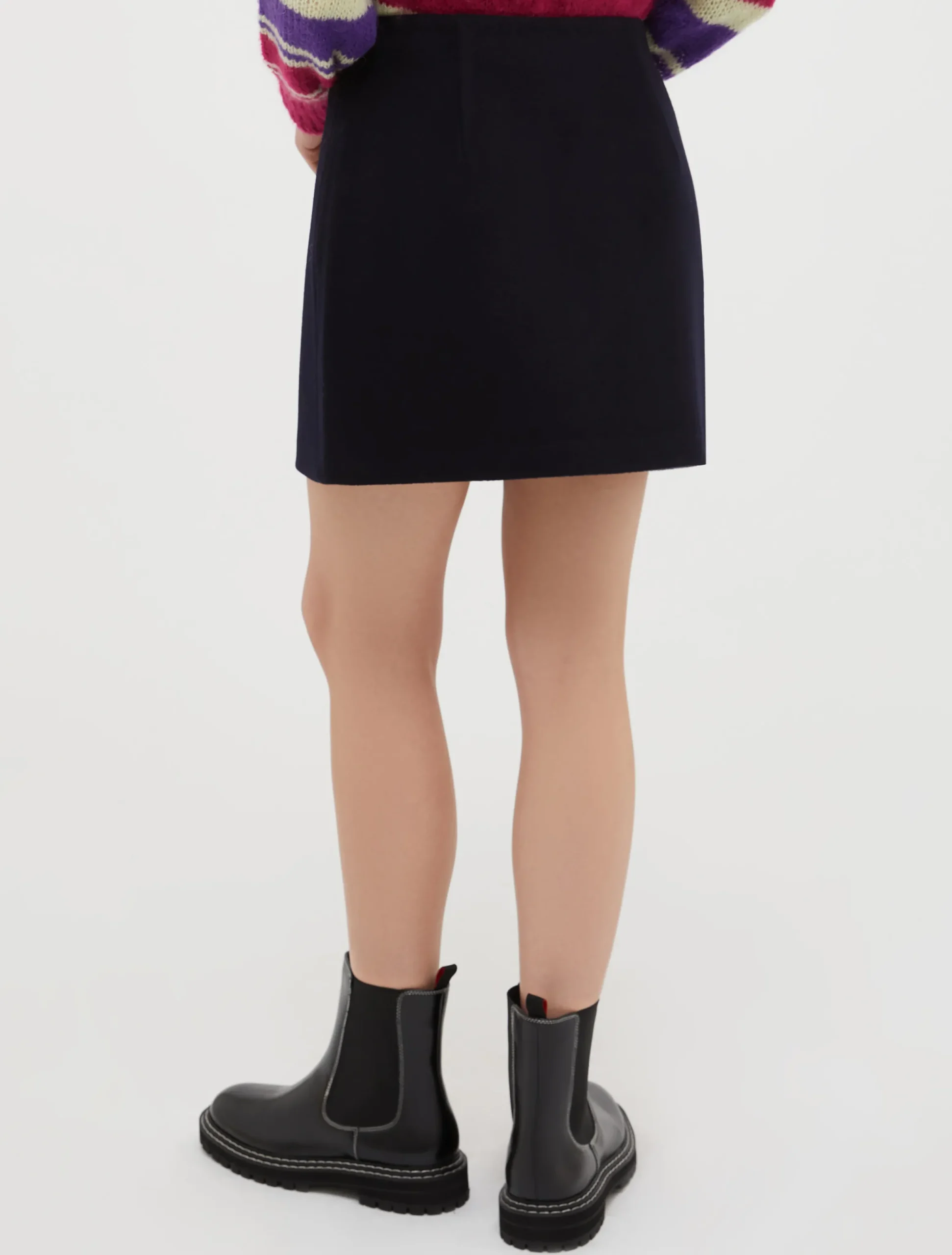 Wool-broadcloth mini skirt