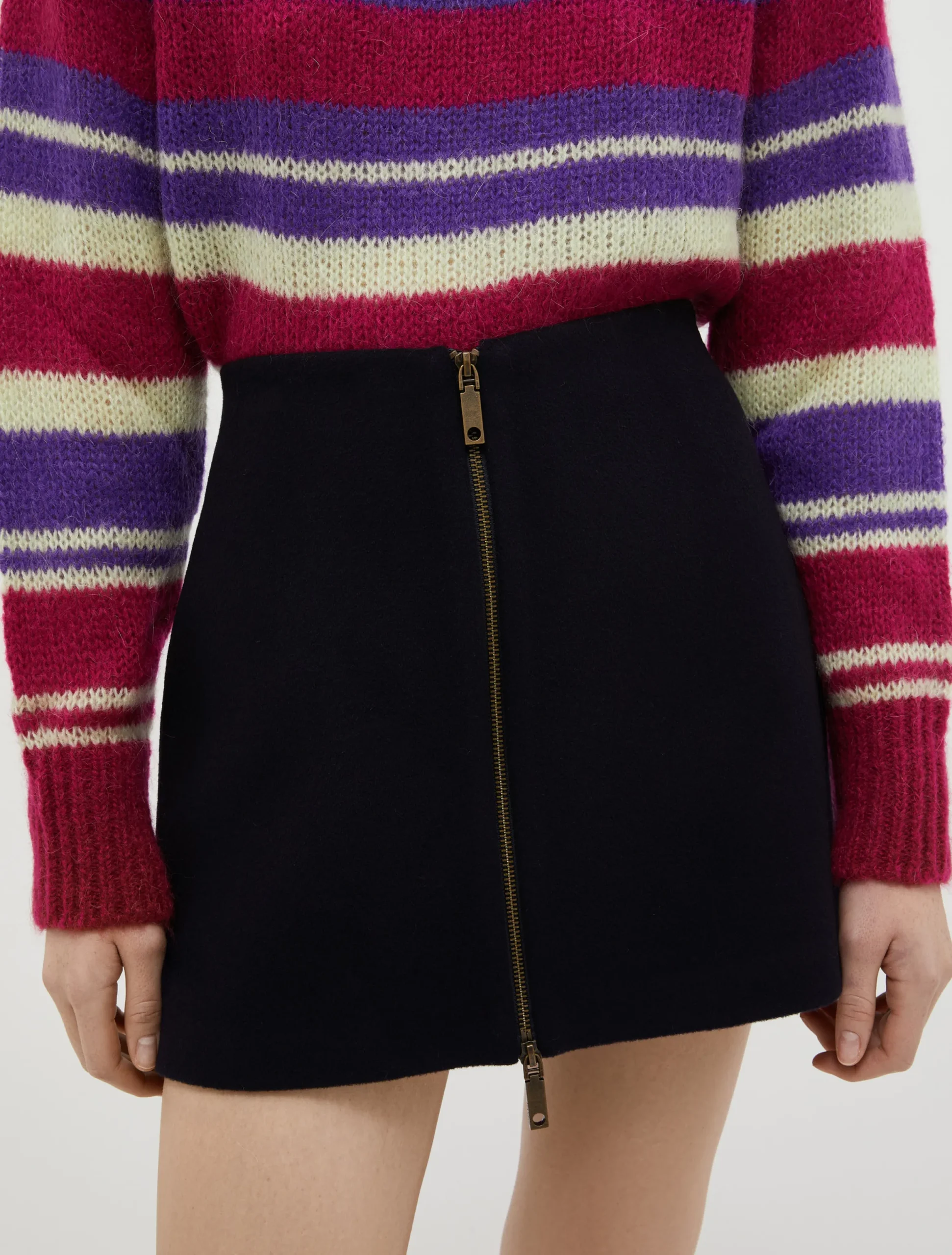 Wool-broadcloth mini skirt